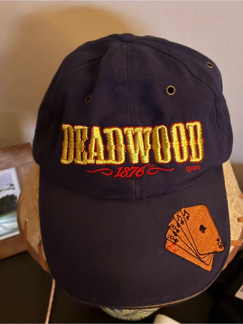 Deadwood Embroidered Baseball Cap in Navy with Gold Detail